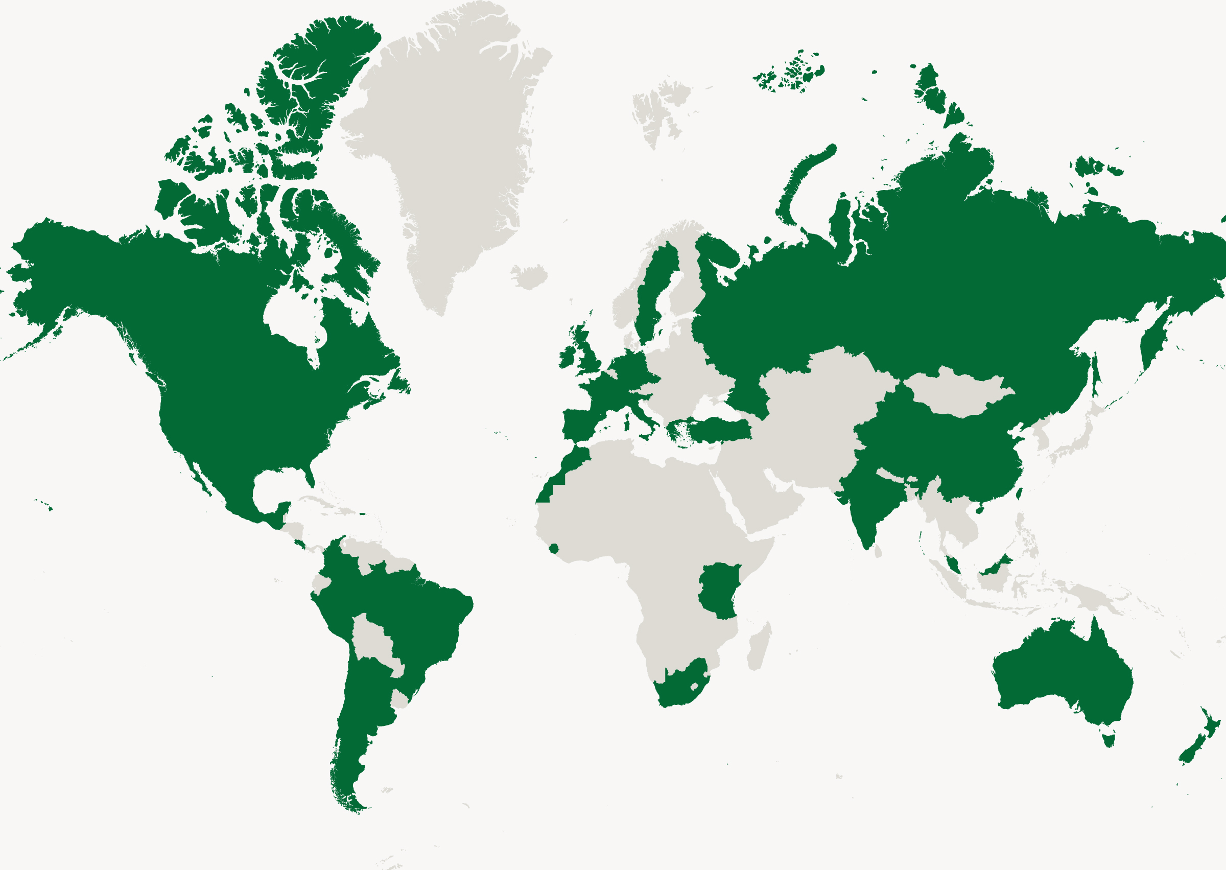map view of Arbor Day Foundation's international community planting partners