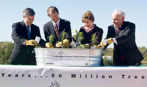 50 Million Tree Pledge press launch with Laura Bush