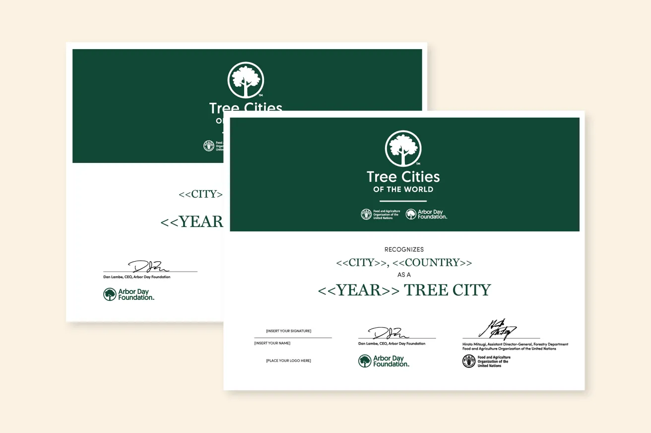 Tree Cities of the World certificate.