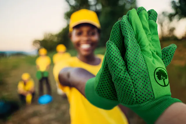 A person giving a high five.