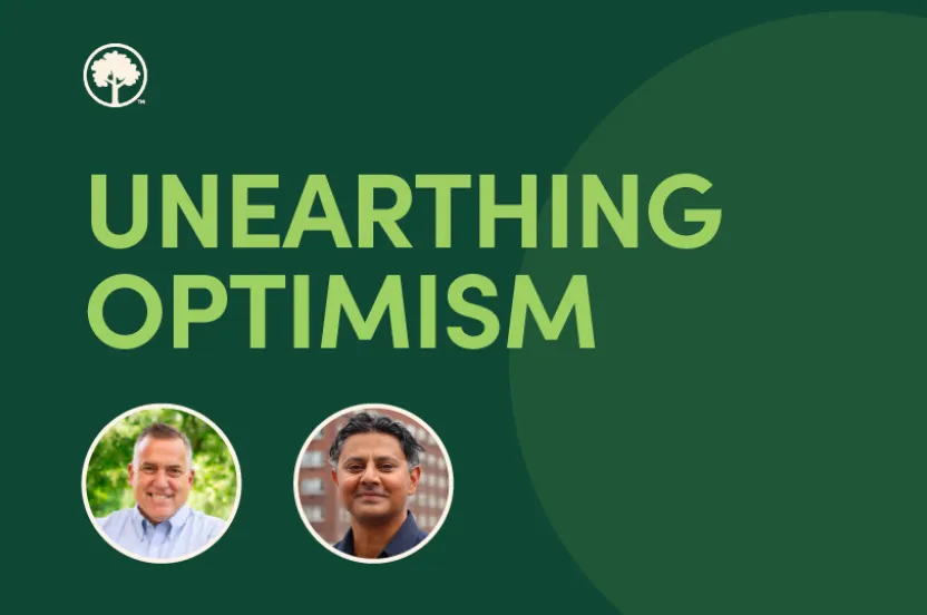 Podcast cover for Unearthing Optimism featuring Vivek