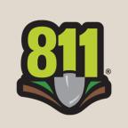 Logo featuring the number 811 in bold, bright green, with a shovel illustration digging into the ground below.