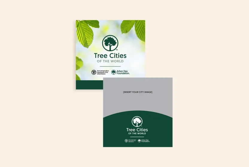 Tree Cities of the World social post template.